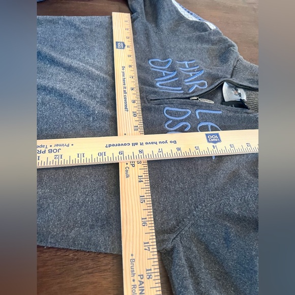 HARLEY DAVIDSON ZIP SWEATER MEDIUM GREY KNIT LOGO ON SLEEVES. - Picture 8 of 11